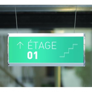 Drapeau double face suspendu ligne Chrome