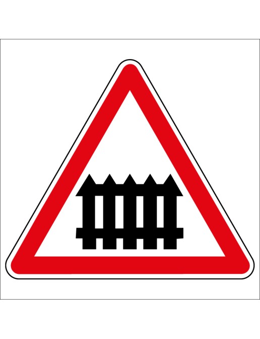 Panneau de danger - Passage à niveau muni de barrières