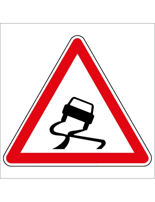 Panneau de danger - Chaussée glissante