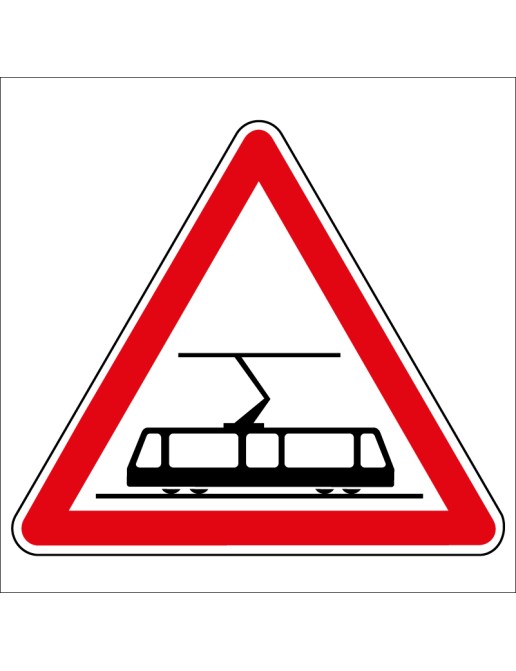 Panneau danger - Traversée de voies de tramways