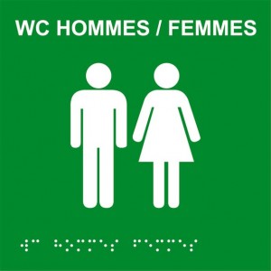 Plaque de porte Braille WC...