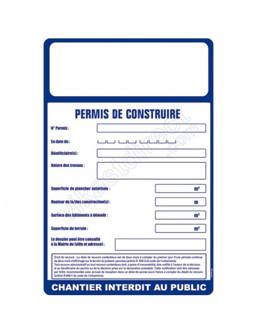Panneau de permis de construire